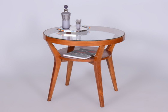 Restored Mid-Century Coffee Table, Oak, Glass, Czech, 1950s – Wood (photo 8 of 9)