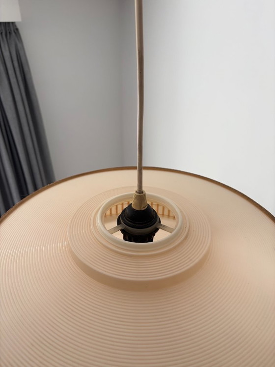 Suspension Philips vintage milieu du siècle avec abat-jour en fibres naturelles tissées – Plastic, Textile (photo 11 of 15)