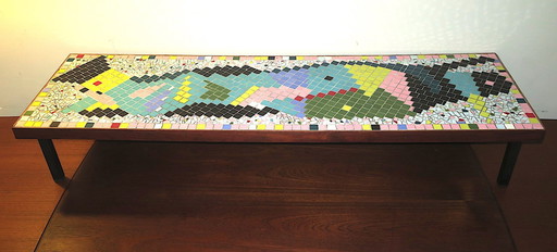 Table basse longue et basse en céramique patchwork du Mid Century, années 1960