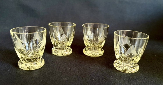 Antikes Art Déco Likörset / Karaffe Mit 4 Gläsern – Citringelb Kristall Geschliffen Böhmen Um 1930 (photo 3 of 6)
