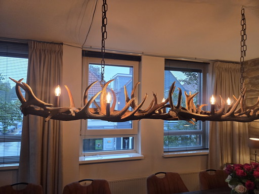 Unique Large Pendant Lamp, Real Deer Antler – hanglampen, Other, Metal