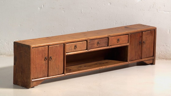 Antique Chinese low cabinet in elm wood – China, circa 1900 – Sideboard cabinet, Iron (photo 3 of 40)