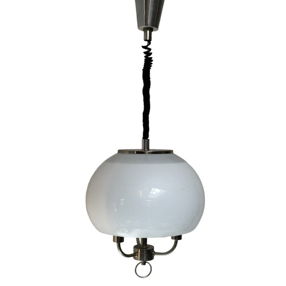 Image 1 of Dijkstra - Plafoniera vintage - stile space age - Acrilico bianco - Regolabile in altezza