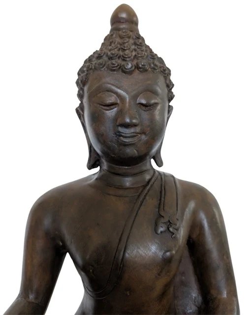 Grande Buddha Thai in Bronzo – Bhumisparsha Mudra – Stile Ayutthaya – 40 cm (8 kg) – Sculture, Bronze (photo 9 of 10)