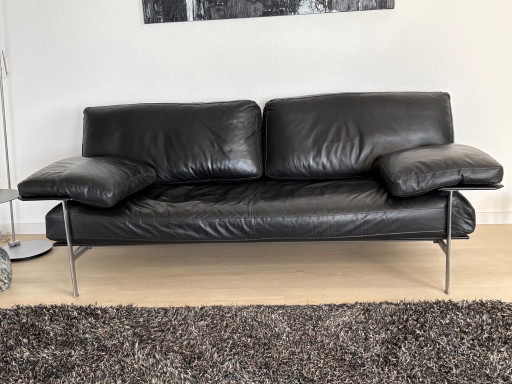 B&B Italia Diesis Sofa, Black Leather, 2.5 Seater.