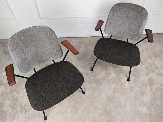 Image 1 of Set of 2 Reupholstered Armchairs by Gijs Van Der Sluis