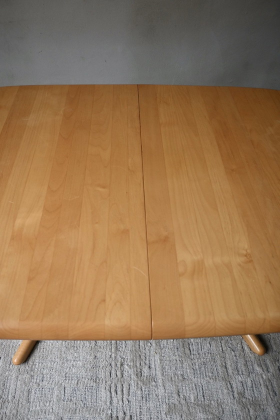 Ausziehbarer skandinavischer ovaler Esstisch aus den 70er Jahren, Esstische, Holz, Beige (Foto 6 von 15)