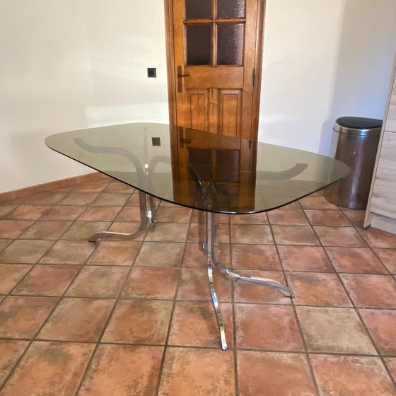 Image 1 of Tavolo Roche Bobois. 1970. Acciaio cromato. 175x94.