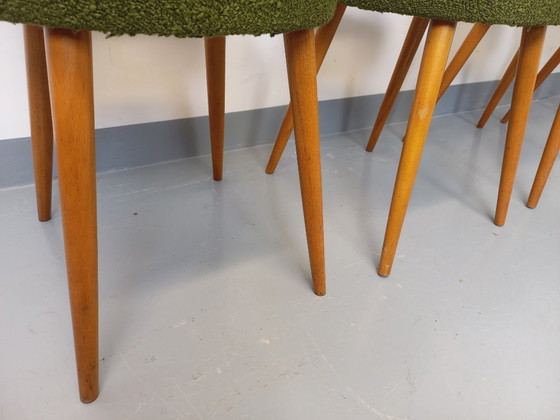 Image 1 of Set van 4 vintage Mondor stoelen van Baumann in hout en bouclé stof uit de jaren 60