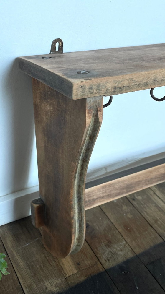 Mensola vintage con 5 ganci, in legno grezzo – Scaffali a muro, Metal (photo 9 of 33)