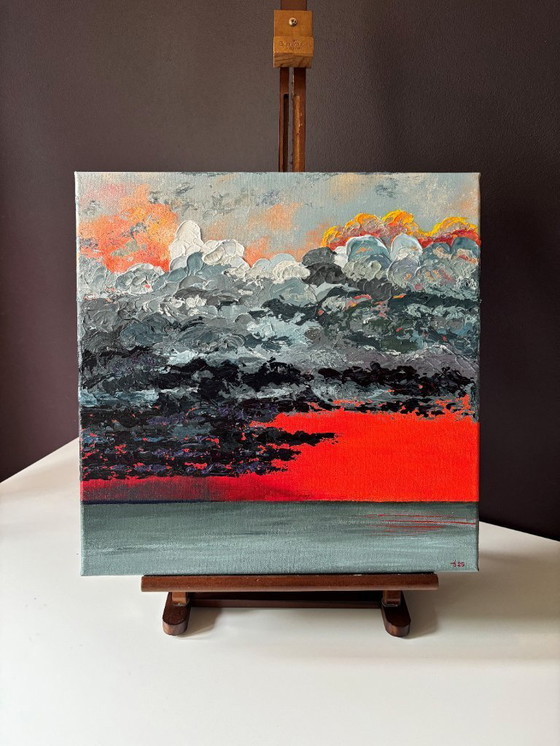 Image 1 of Segne dieses toxische Chaos – ausdrucksstarkes abstraktes Gemälde, inspiriert von Meer und Himmel