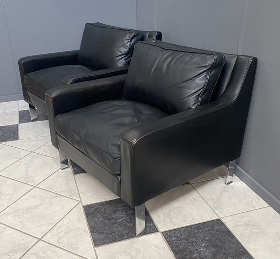 Image 1 of 2 black leather Tecta chairs by Hans Konecke 1960s model D45