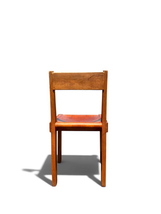 Authentic Pierre Chapo S24 Brutalist Chair - Solid Elm & Leather – Dining chairs (photo 4 of 16)