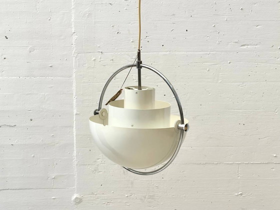 Image 1 of Suspension Multi Lite avec anneau chromé, conçue par Louis Weisdorf pour Lyfa, Danemark, années 1960