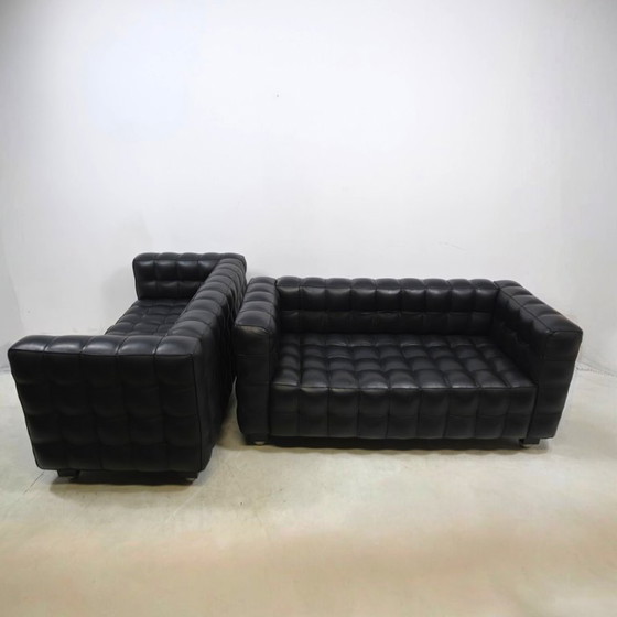 Josef Hoffmann Wittmann Kubus Bankstel 80 Design Mid Century – 2 zitsbanken, Wood, Leather (photo 2 of 12)