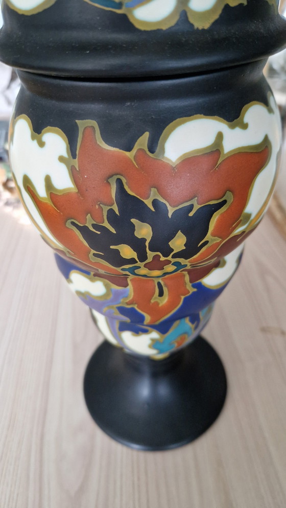 Image 1 of Vaso con coperchio Gouds Plateel Regina