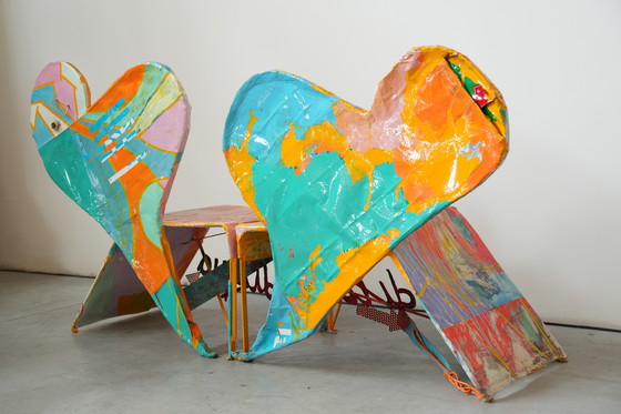 Image 1 of Guido Coletti Sculptural Modular Chairs (1995) – Heart-Shaped Abstract Collage