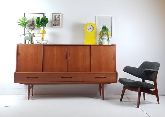 Image 1 of Vintage Deens Highboard | drankenkast buffetkast teak Danish