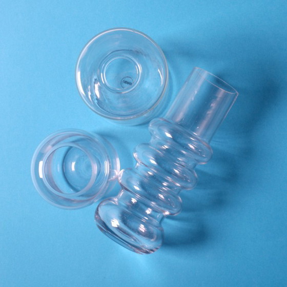 Image 1 of Set of 3 Small Clear Glass Designer Vases / Sweden / 2000s