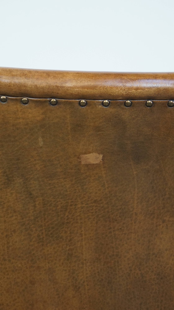 Image 1 of Poltrona in stile Art Déco in pelle di pecora e legno