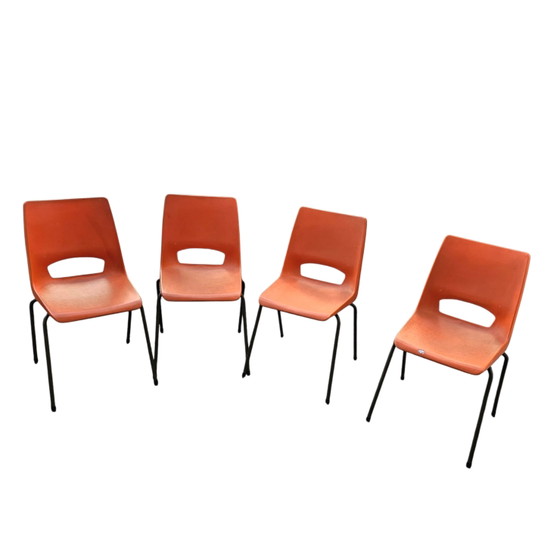 4 x Philippus Potter stacking chairs for Ahrend / Moulded seat / 1970s – Folding chairs (photo 4 of 14)