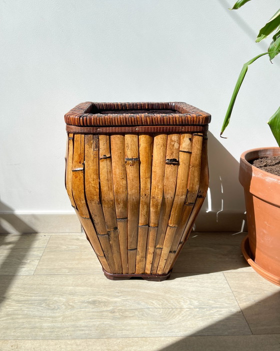 Vintage Rattan Colonial Style 1930 Umbrella Stand - Vintage Rattan Planter – Decoration, Wood (photo 2 of 10)