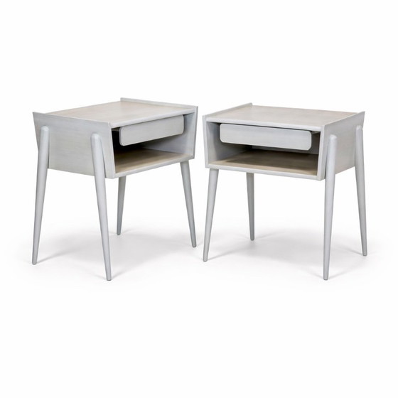 Image 1 of Juego de dos mesitas de noche de roble, Suecia, 1960