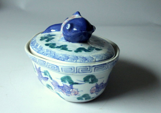 Image 1 of Pot à poisson chinois en céramique - Pot à hareng - Céramique - Vintage