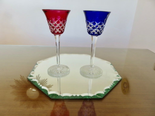 Gran espejo octogonal biselado para uso de sobremesa, Francia, década de 1940