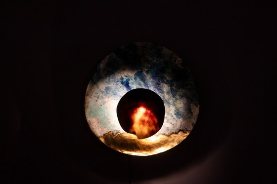 Image 1 of Coppia di applique da parete, modello "madreperla nera". Opera contemporanea.