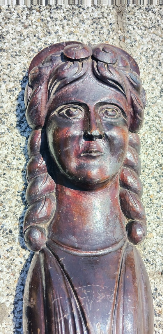 Image 1 of Cariatide scolpita in legno antico 3: Donna