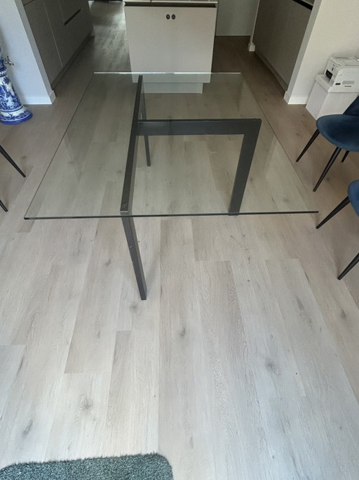Minimalistisch Design Eettafel Met Glazen Blad – Glass, Metal