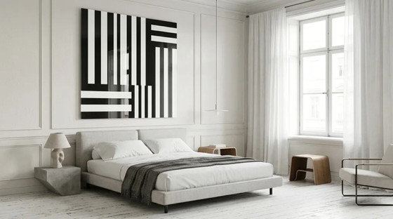 XXL Ausführung - Hyper Modern Abstrakt Minimalismus Schwarz Weiss auf 5 mm Acrylglas 140x140 Cm – Kunstdrucke (photo 3 of 6)