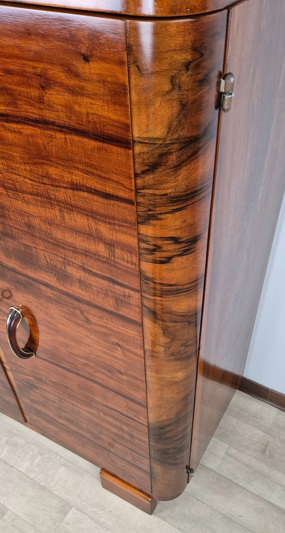 Aparador Veneciano Art Déco 1940, Manifattura Italiana, Armarios de almacenamiento, Madera, Latón, Marrón (foto 11 de 15)