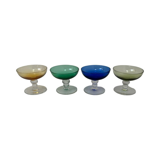 Max Verboeket for Kristalunie Maastricht - Carnaval glass - Set of 4 small shot glasses - Dutch glass - No chips!