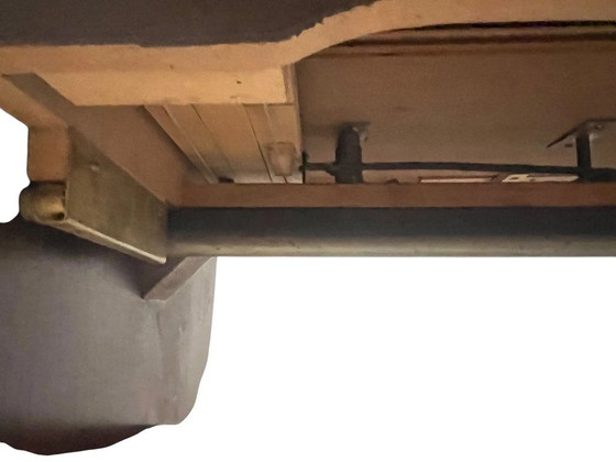 Image 1 of Menzel table/ Spider table, height-adjustable and extendable, made of dark wood with beautiful brass strips, Germany 1960