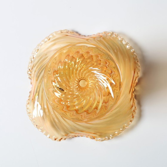 Image 1 of Carnival Glass Cadle Holder Plisse / Vetreria Vetrart / Italy / 1990s