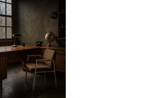 Image 1 of Vintage Mid-Century Duitse moderne bruine vergaderstoel van Drabert, jaren 70