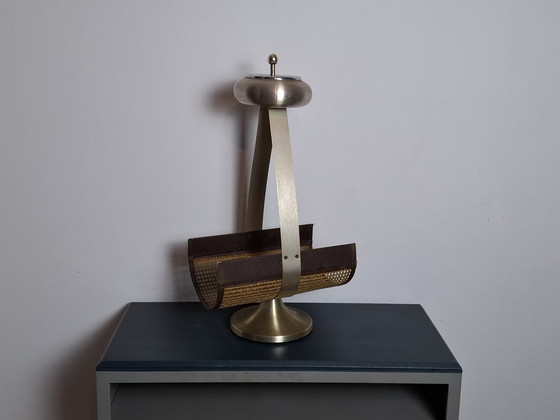 Image 1 of 1960s ashtray in Vienna straw and metal.