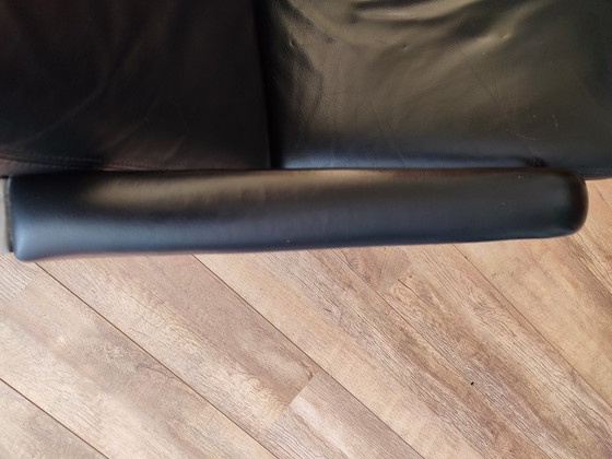 Artifort F141 Black Leather Swivel Armchair Geoffrey Harcourt – Metal (photo 7 of 13)