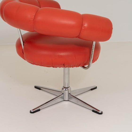 Image 1 of Vintage Swirl Chair in oranje kunstleer