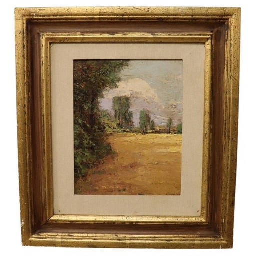 Italiaans Platteland, 20e Eeuws olieverfschilderij, gesigneerd
