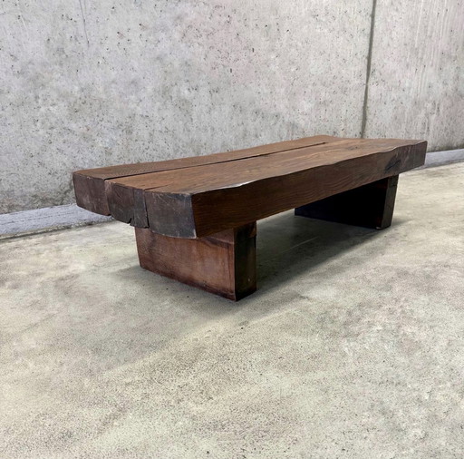 Brutalist Wabi-Sabi solid oak coffee table
