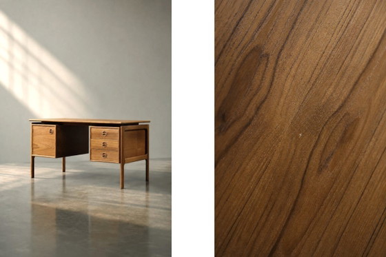 Vintage Mid-Century Danish Modern Teak Desk by Arne Vodder for GV Møbler, 1960s – Wood (photo 10 of 19)