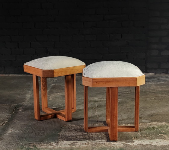 Image 1 of Pair of italian Art Deco stools from 1920s