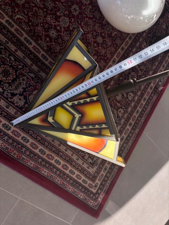 Image 1 of Lámpara de araña de vidrieras Art Déco de la Escuela de Ámsterdam, Holanda