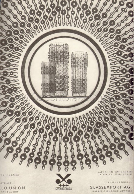 Image 1 of Vintage Pressed Glass Vase by František Pečený / Czech Art Glass / 1972