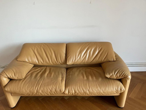 Divano Maralunga di Vico Magistretti - 2 posti - Beige/Caramello