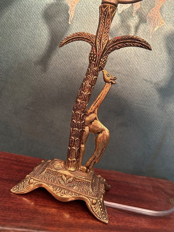 Image 1 of Vintage Crystal Table Lamp Giraffe With Palm Tree