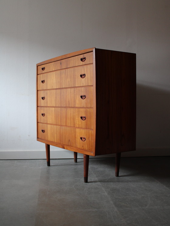 Image 1 of Vintage Deense brede ladekast in teak